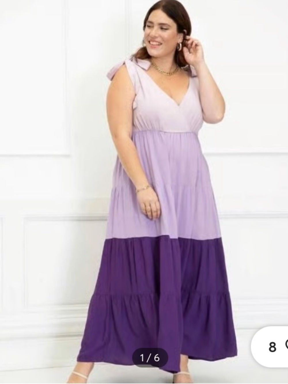 Eloquii Elements Lavender and Dark Purple Tiered Maxi Dress